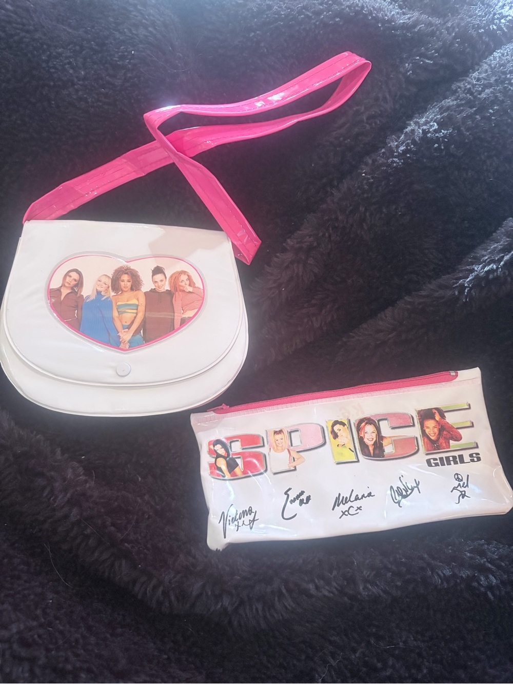 White and Pink Spice Girls Themed Crossbody & Pouch Set